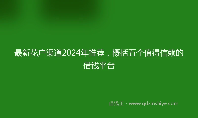 最新花户渠道2024年推荐，概括五个值得信赖的借钱平台