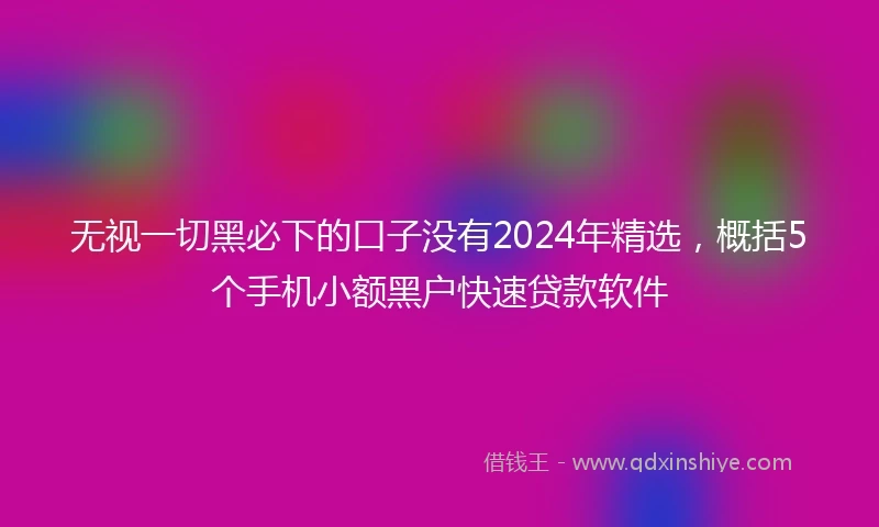 无视一切黑必下的口子没有2024年精选，概括5个手机小额黑户快速贷款软件