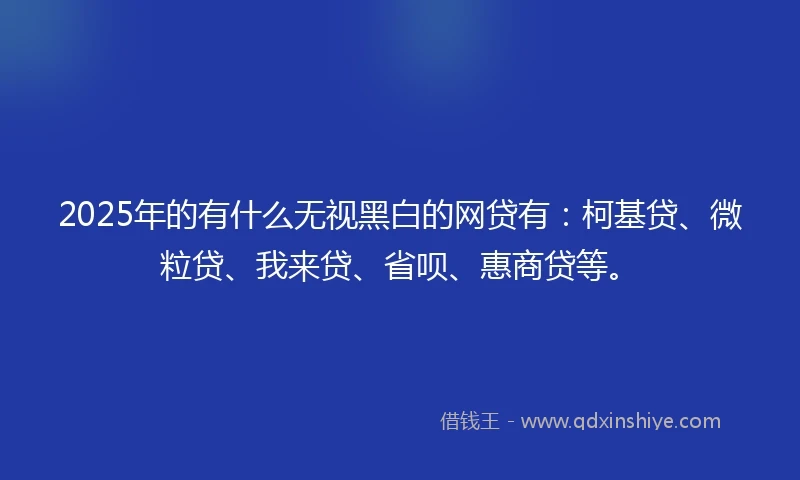 2025年的有什么无视黑白的网贷有：柯基贷、微粒贷、我来贷、省呗、惠商贷等。