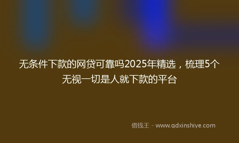 无条件下款的网贷可靠吗2025年精选，梳理5个无视一切是人就下款的平台