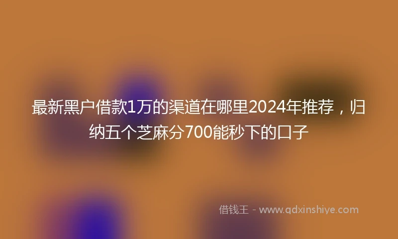最新黑户借款1万的渠道在哪里2024年推荐，归纳五个芝麻分700能秒下的口子