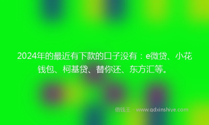 2024年的最近有下款的口子没有：e微贷、小花钱包、柯基贷、替你还、东方汇等。