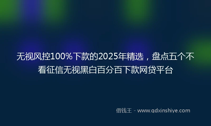 无视风控100%下款的2025年精选，盘点五个不看征信无视黑白百分百下款网贷平台
