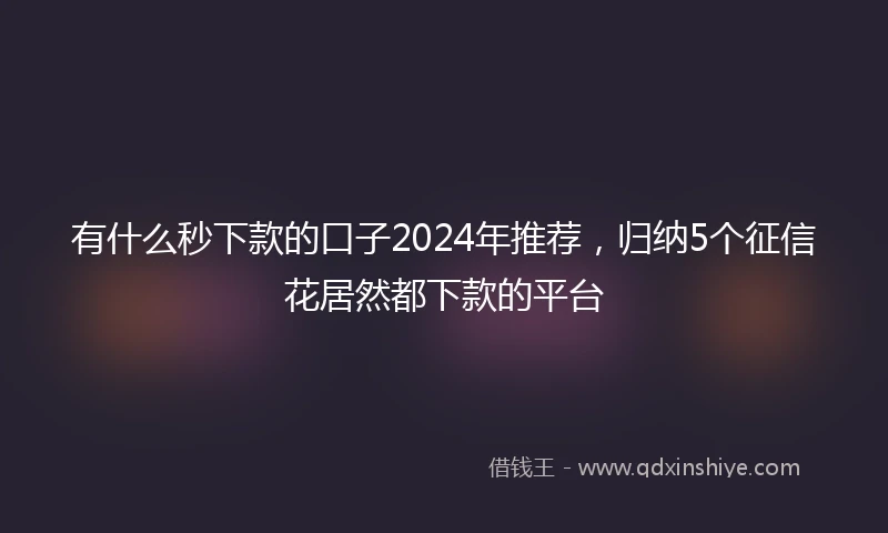 有什么秒下款的口子2024年推荐，归纳5个征信花居然都下款的平台