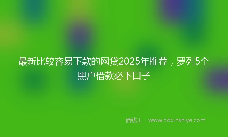 最新比较容易下款的网贷2025年推荐，罗列5个黑户借款必下口子