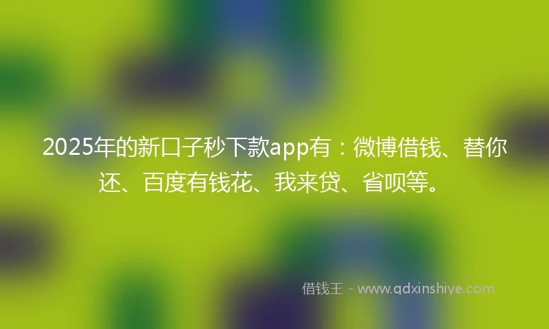 2025年的新口子秒下款app有：微博借钱、替你还、百度有钱花、我来贷、省呗等。