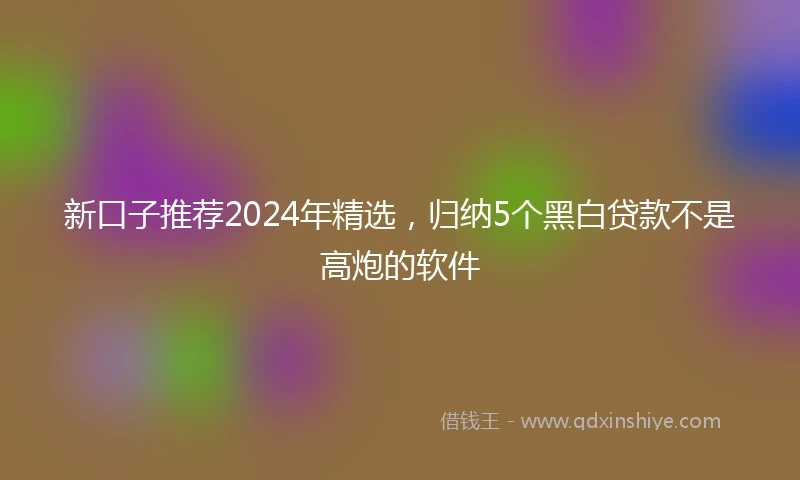 新口子推荐2024年精选，归纳5个黑白贷款不是高炮的软件