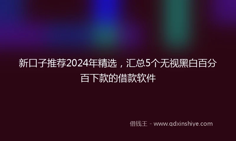 新口子推荐2024年精选，汇总5个无视黑白百分百下款的借款软件