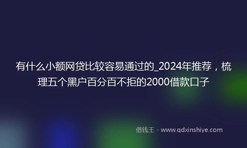 有什么小额网贷比较容易通过的_2024年推荐,梳理五个黑户百分百不拒的2000借款口子