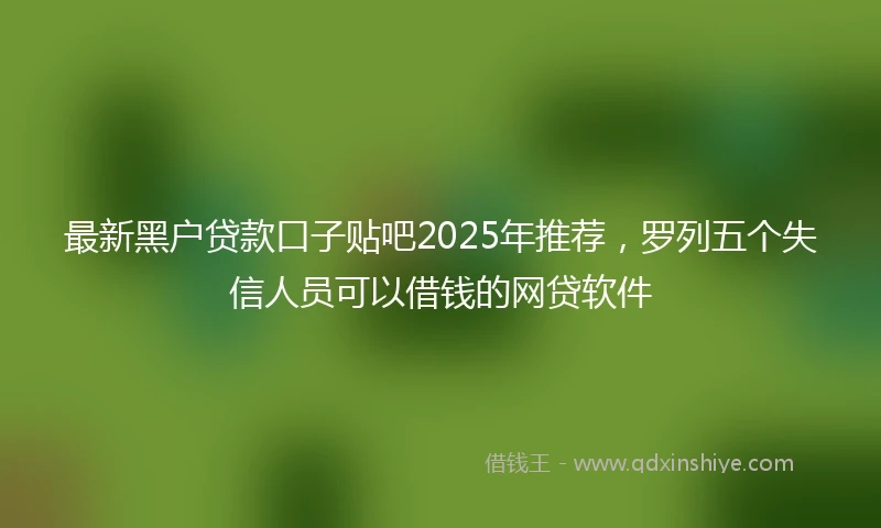 最新黑户贷款口子贴吧2025年推荐，罗列五个失信人员可以借钱的网贷软件