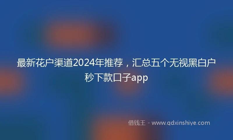 最新花户渠道2024年推荐，汇总五个无视黑白户秒下款口子app