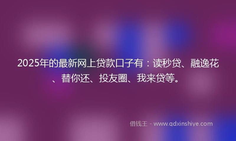 2025年的最新网上贷款口子有：读秒贷、融逸花、替你还、投友圈、我来贷等。