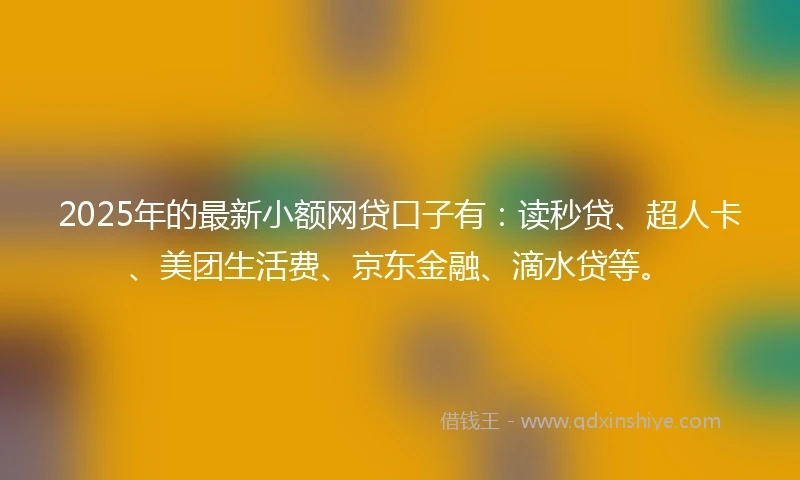 2025年的最新小额网贷口子有：读秒贷、超人卡、美团生活费、京东金融、滴水贷等。