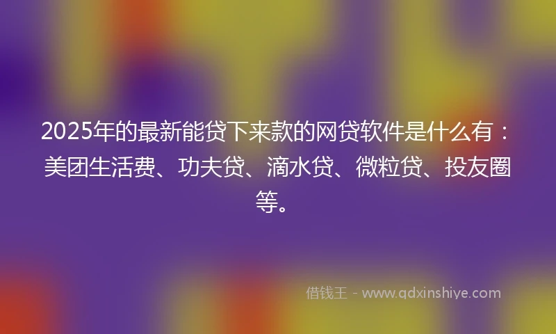 2025年的最新能贷下来款的网贷软件是什么有：美团生活费、功夫贷、滴水贷、微粒贷、投友圈等。