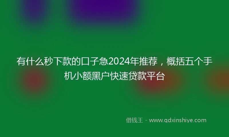 有什么秒下款的口子急2024年推荐，概括五个手机小额黑户快速贷款平台