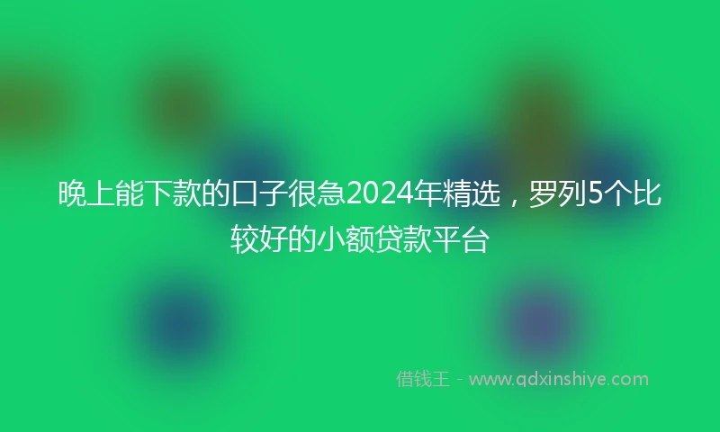 晚上能下款的口子很急2024年精选，罗列5个比较好的小额贷款平台