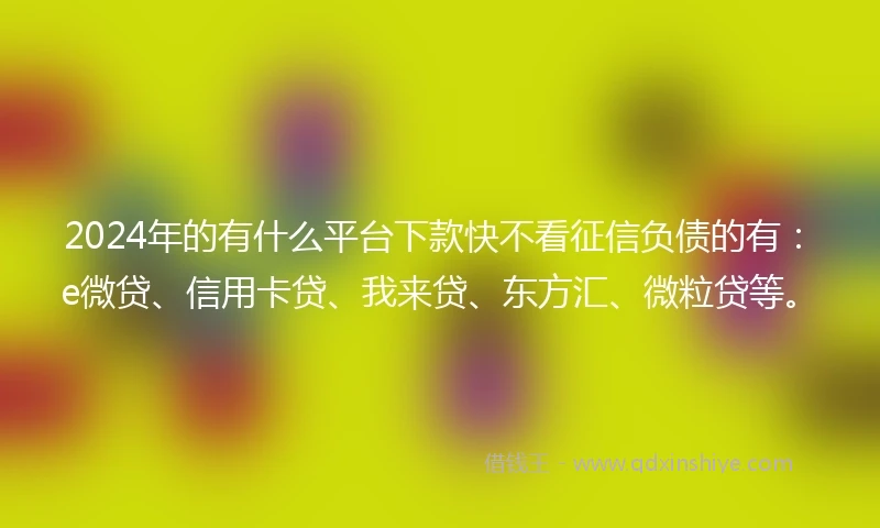 2024年的有什么平台下款快不看征信负债的有:e微贷、信用卡贷、我来贷、东方汇、微粒贷等。