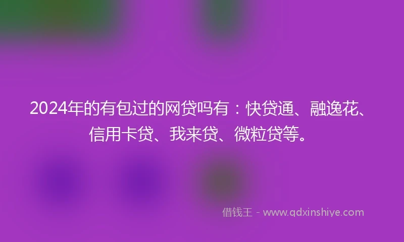 2024年的有包过的网贷吗有：快贷通、融逸花、信用卡贷、我来贷、微粒贷等。