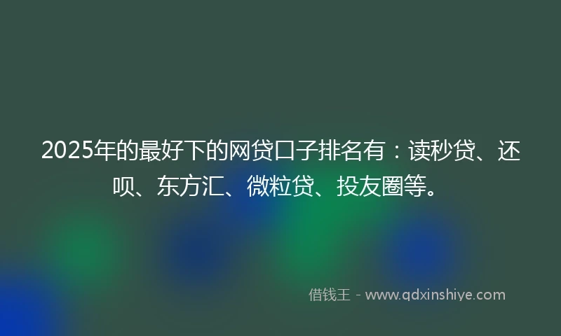 2025年的最好下的网贷口子排名有：读秒贷、还呗、东方汇、微粒贷、投友圈等。