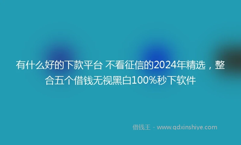 有什么好的下款平台 不看征信的2024年精选,整合五个借钱无视黑白100%秒下软件