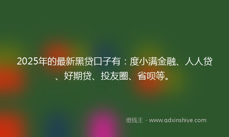 2025年的最新黑贷口子有：度小满金融、人人贷、好期贷、投友圈、省呗等。