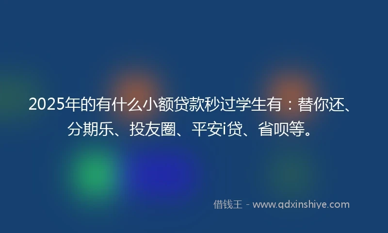 2025年的有什么小额贷款秒过学生有：替你还、分期乐、投友圈、平安i贷、省呗等。