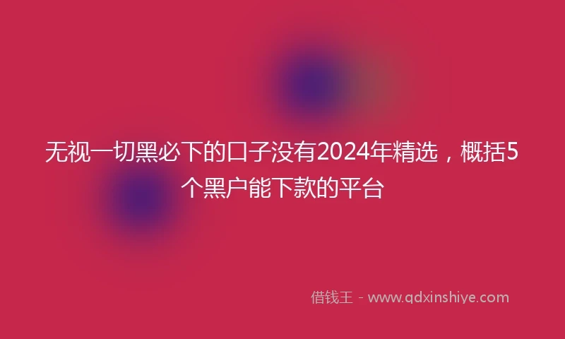 无视一切黑必下的口子没有2024年精选，概括5个黑户能下款的平台