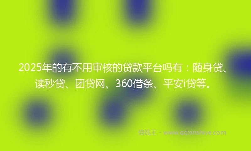 2025年的有不用审核的贷款平台吗有：随身贷、读秒贷、团贷网、360借条、平安i贷等。