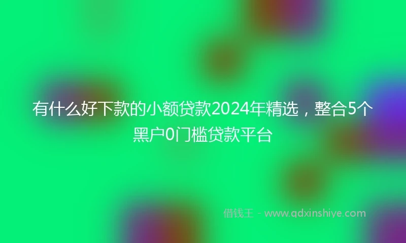 有什么好下款的小额贷款2024年精选，整合5个黑户0门槛贷款平台