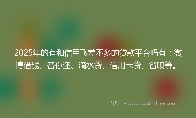 2025年的有和信用飞差不多的贷款平台吗有：微博借钱、替你还、滴水贷、信用卡贷、省呗等。