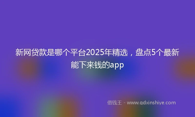新网贷款是哪个平台2025年精选，盘点5个最新能下来钱的app