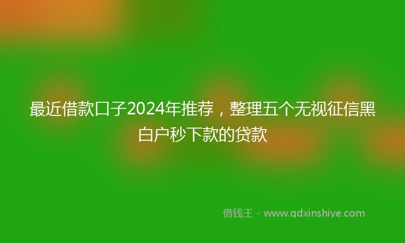 最近借款口子2024年推荐，整理五个无视征信黑白户秒下款的贷款