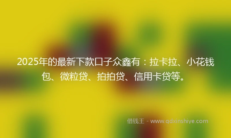 2025年的最新下款口子众鑫有：拉卡拉、小花钱包、微粒贷、拍拍贷、信用卡贷等。