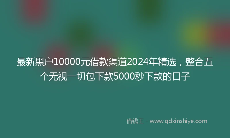 最新黑户10000元借款渠道2024年精选，整合五个无视一切包下款5000秒下款的口子