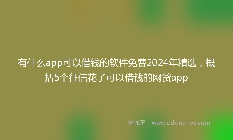有什么app可以借钱的软件免费2024年精选,概括5个征信花了可以借钱的网贷app