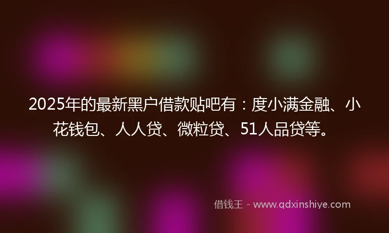 2025年的最新黑户借款贴吧有：度小满金融、小花钱包、人人贷、微粒贷、51人品贷等。