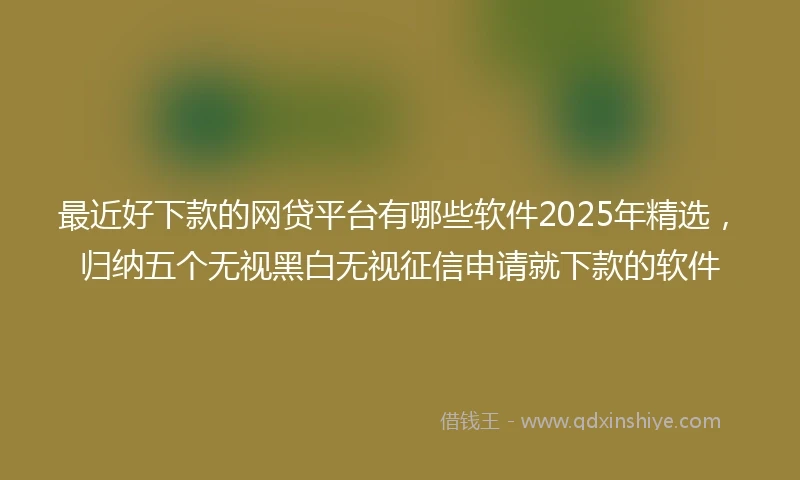 最近好下款的网贷平台有哪些软件2025年精选，归纳五个无视黑白无视征信申请就下款的软件