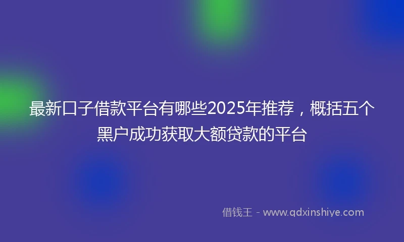 最新口子借款平台有哪些2025年推荐，概括五个黑户成功获取大额贷款的平台