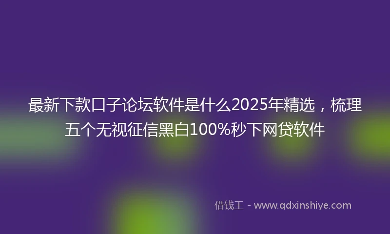 最新下款口子论坛软件是什么2025年精选，梳理五个无视征信黑白100%秒下网贷软件