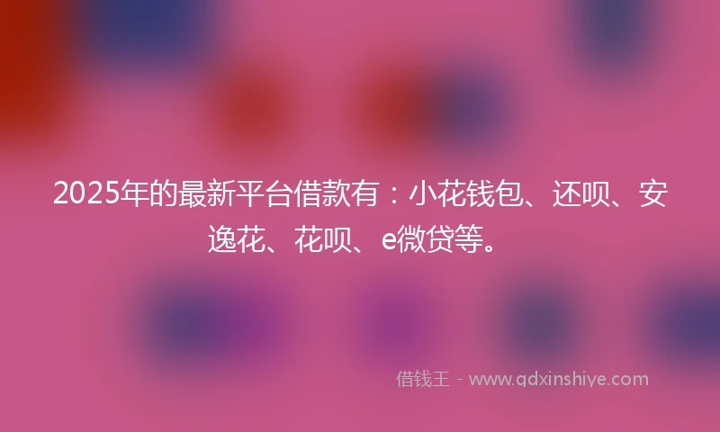 2025年的最新平台借款有：小花钱包、还呗、安逸花、花呗、e微贷等。