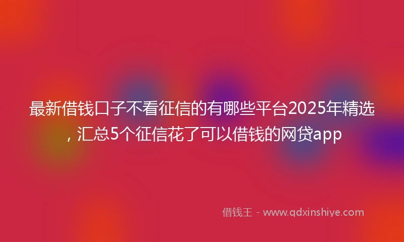 最新借钱口子不看征信的有哪些平台2025年精选，汇总5个征信花了可以借钱的网贷app