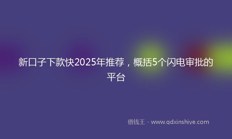 新口子下款快2025年推荐，概括5个闪电审批的平台