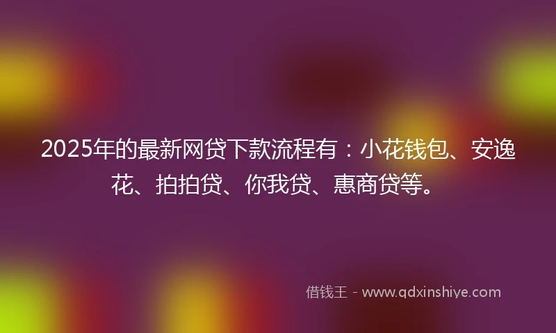 2025年的最新网贷下款流程有：小花钱包、安逸花、拍拍贷、你我贷、惠商贷等。