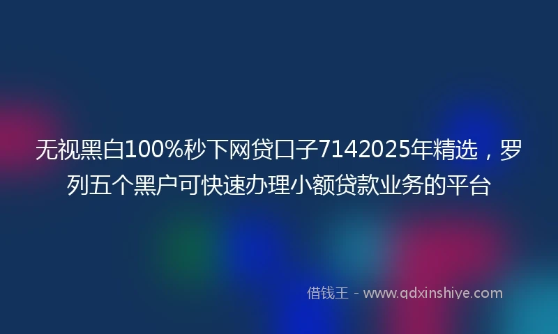 无视黑白100%秒下网贷口子7142025年精选，罗列五个黑户可快速办理小额贷款业务的平台