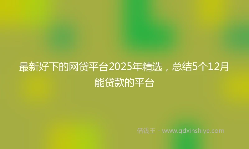 最新好下的网贷平台2025年精选，总结5个12月能贷款的平台