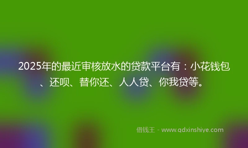 2025年的最近审核放水的贷款平台有：小花钱包、还呗、替你还、人人贷、你我贷等。