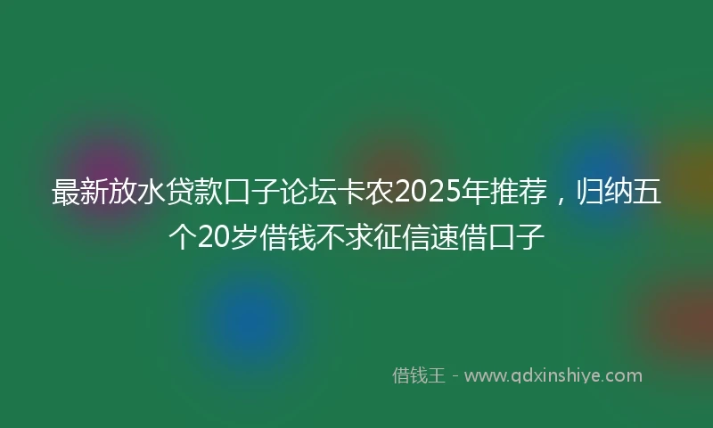 最新放水贷款口子论坛卡农2025年推荐，归纳五个20岁借钱不求征信速借口子
