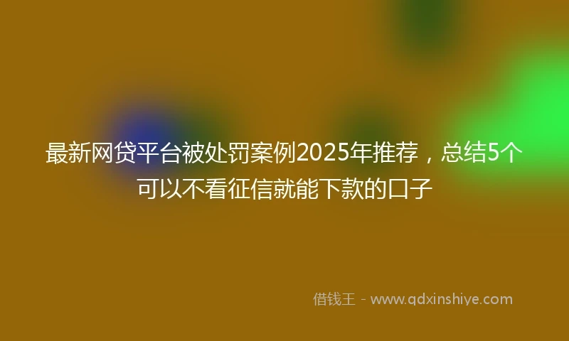 最新网贷平台被处罚案例2025年推荐，总结5个可以不看征信就能下款的口子