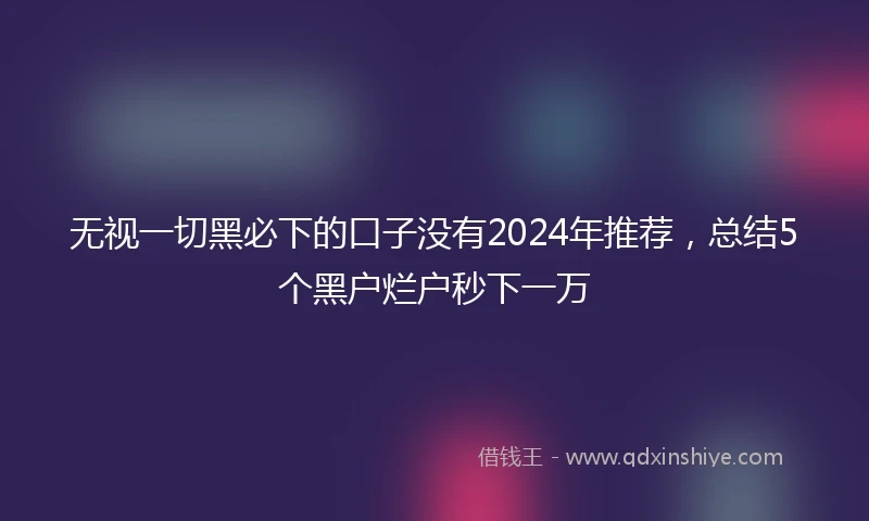 无视一切黑必下的口子没有2024年推荐，总结5个黑户烂户秒下一万