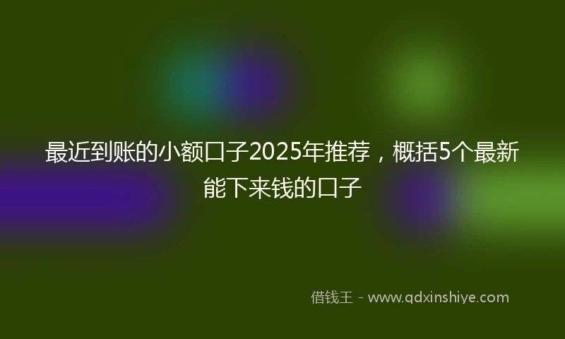 最近到账的小额口子2025年推荐，概括5个最新能下来钱的口子